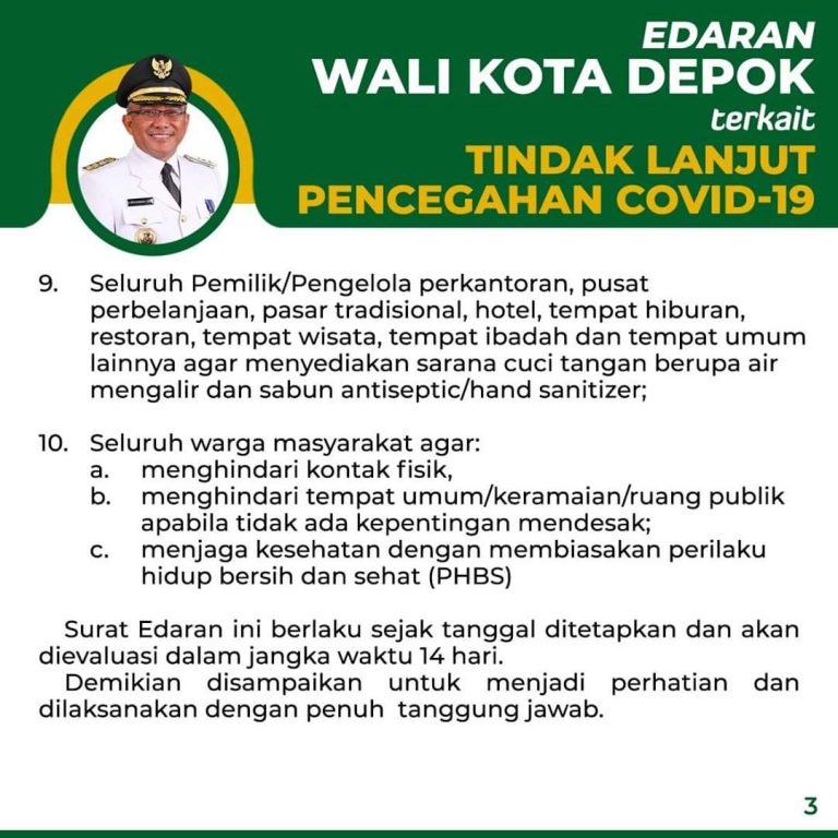 Cegah Corona, Pemkot Depok Larang Kegiatan Kumpulkan Masyarakat dan Liburkan Sekolah