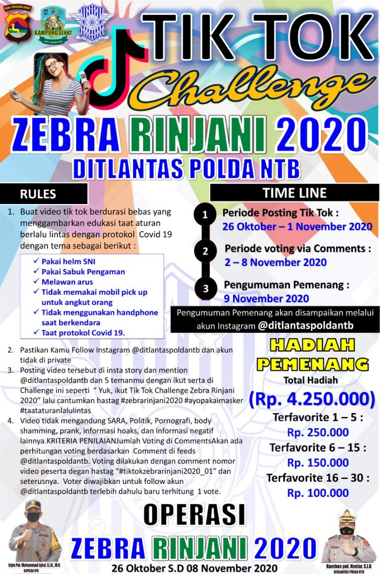 Ditlantas Polda NTB Gelar Lomba TikTok Challange Zebra Rinjani 2020