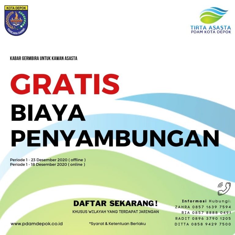 PDAM Tirta Asasta Depok Gratiskan Biaya Penyambungan