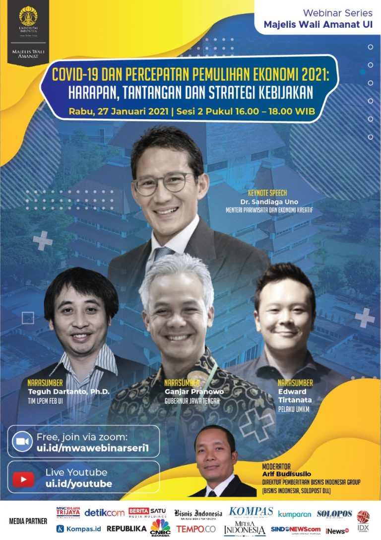 Majelis Wali Amanat UI akan Selenggarakan Webinar Bahas Percepatan Pemulihan Ekonomi 2021