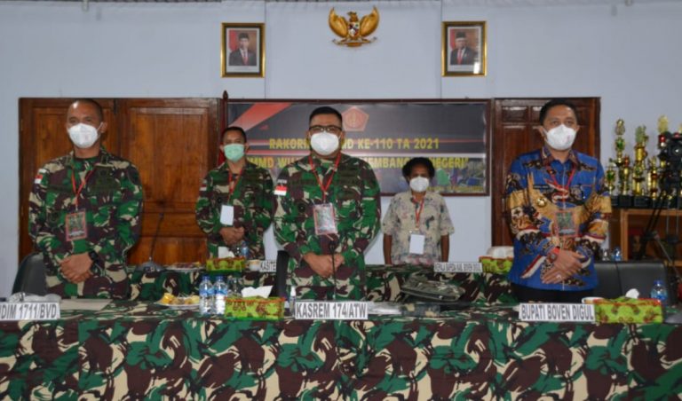Kasrem 174 Merauke Hadiri Rakornis TMMD Ke-110 Melalui Video Conference