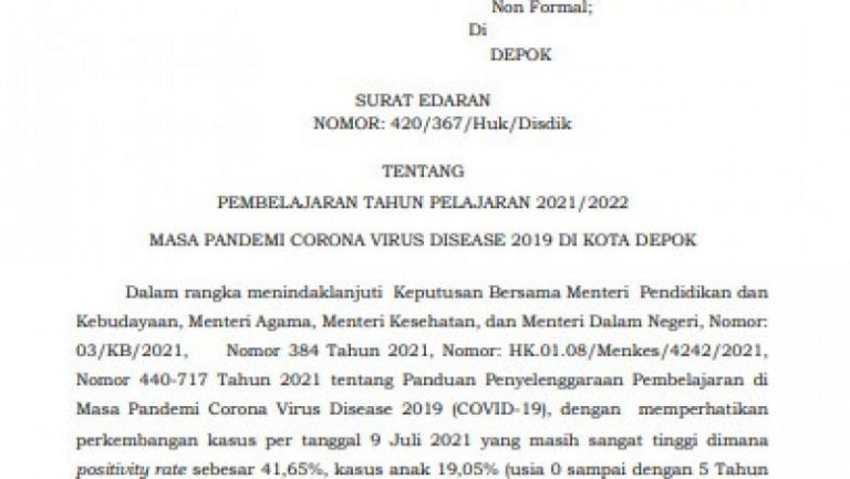 Pemkot Depok Resmi Berlakukan PJJ