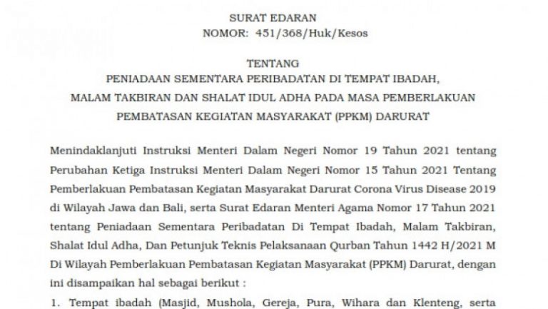 Pemkot Depok Tiadakan Shalat Idul Adha di Masjid