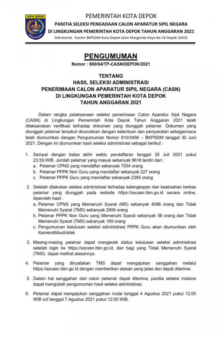 Seleksi CPNS, Ribuan Pelamar Gugur Diseleksi Administrasi