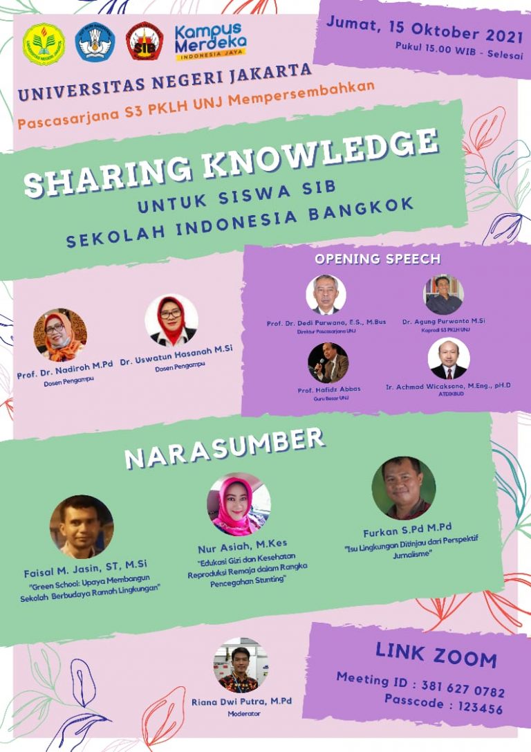 Wujudkan Profil Pelajar Pancasila, Program Doktor PKLH UNJ Gelar Kegiatan Sharing Knowledge di Sekolah Indonesia Bangkok