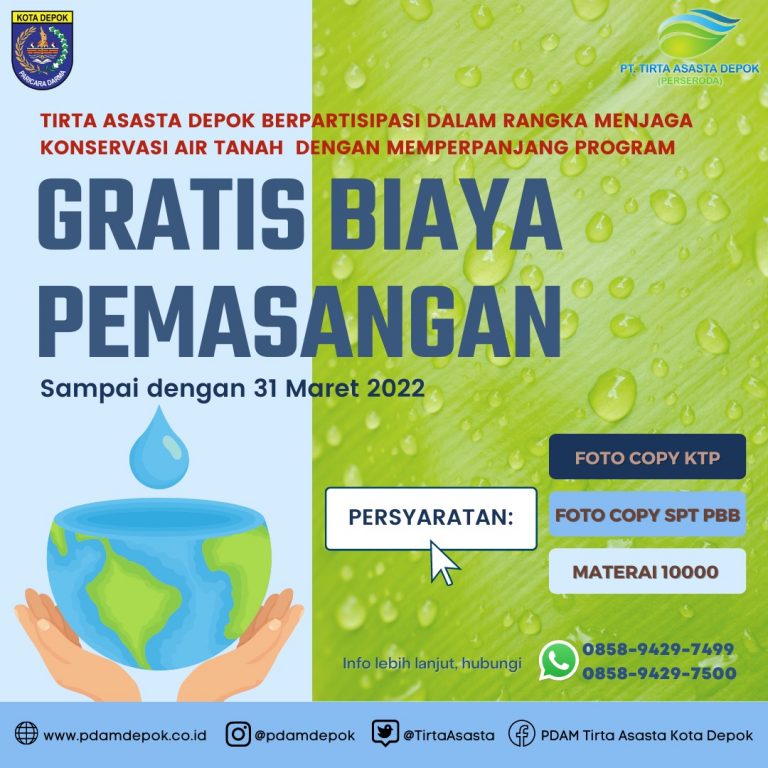 Perluas Jaringan Baru, PT Tirta Asasta Depok (Perseroda) gulirkan Promo Gratis Biaya Penyambungan