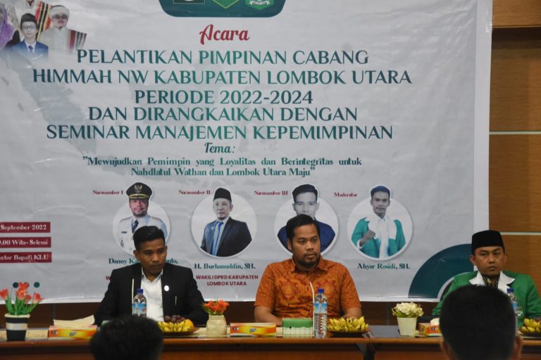 Himpunan Mahasiswa Nahdlatul Wathan ( HIMMAH NW ) Cabang Lombok Utara Gelar Pelantikan Pengurus Dan Seminar Manajemen Kepemimpinan