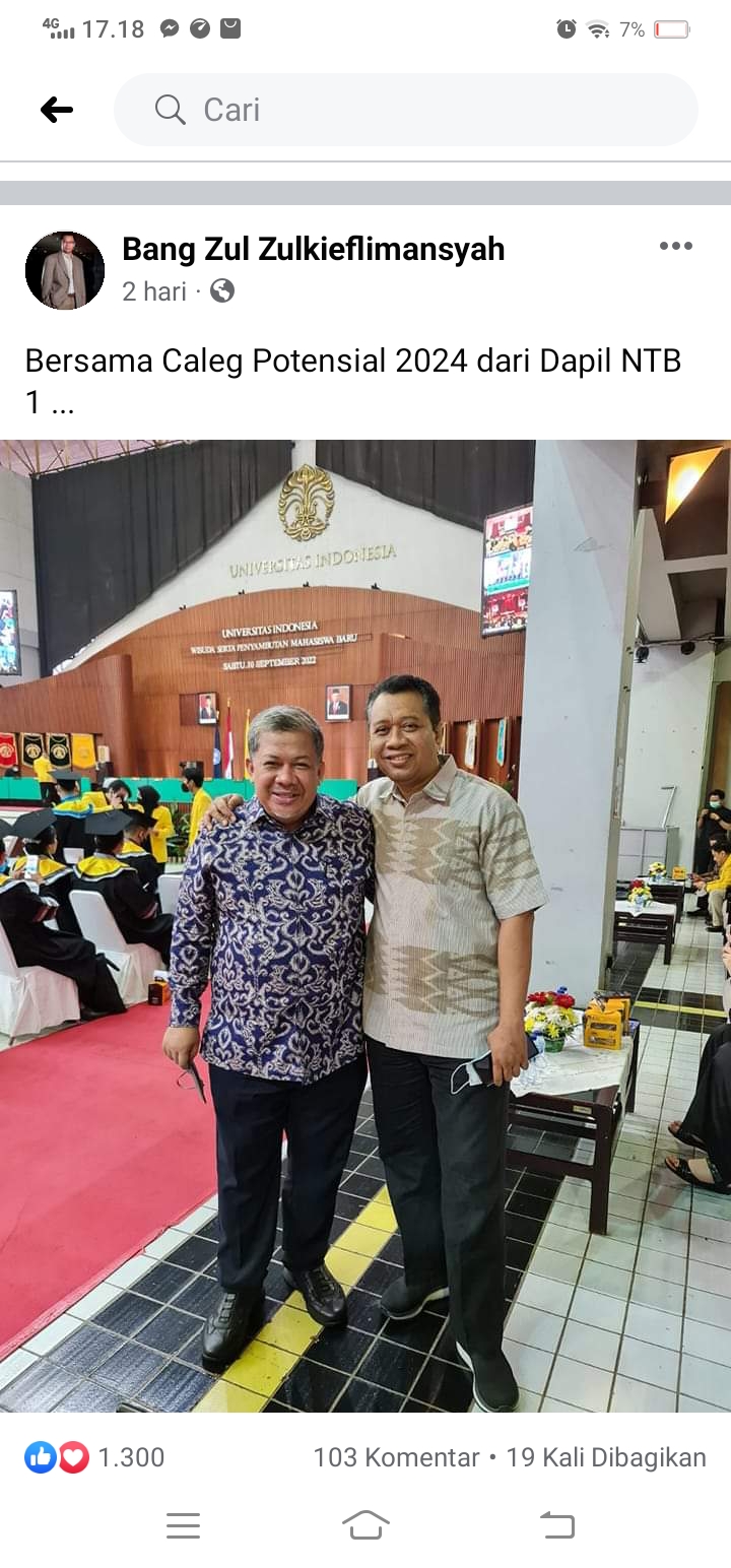 Fahri Hamzah Maju Sebagai Calon Anggota DPR RI, Akankah Suara PKS Dapil NTB 1 Tergerus?