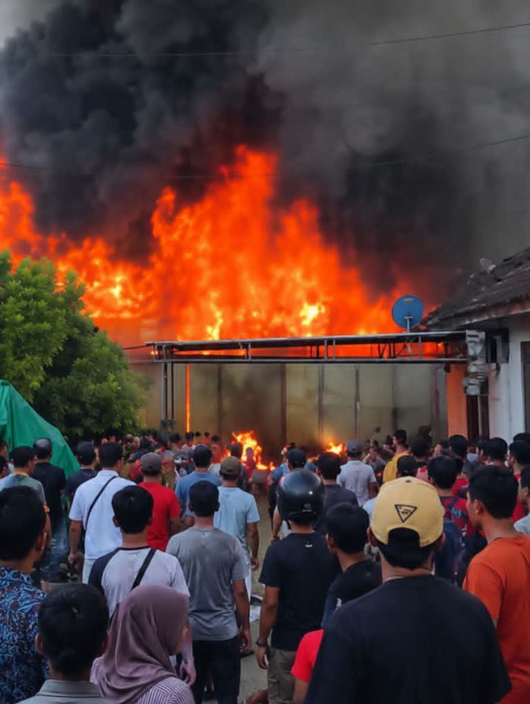 Kebakaran Hebat di Taliwang, Gudang Usaha Barang Plastik Ludes Terbakar