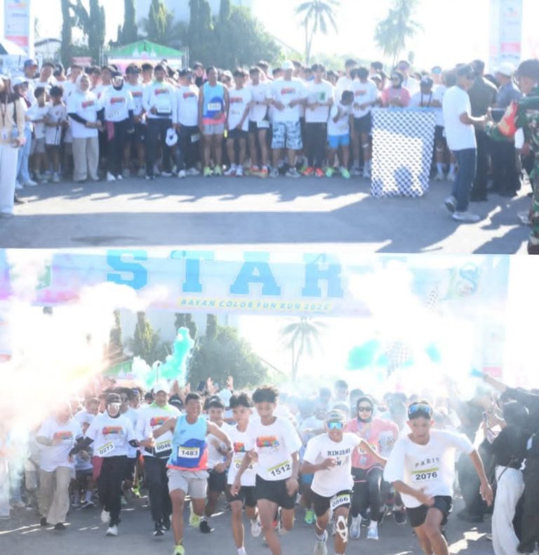 2.500 Peserta Padati Bayan Color Fun Run, Semarak HUT ke-18 Lombok Utara