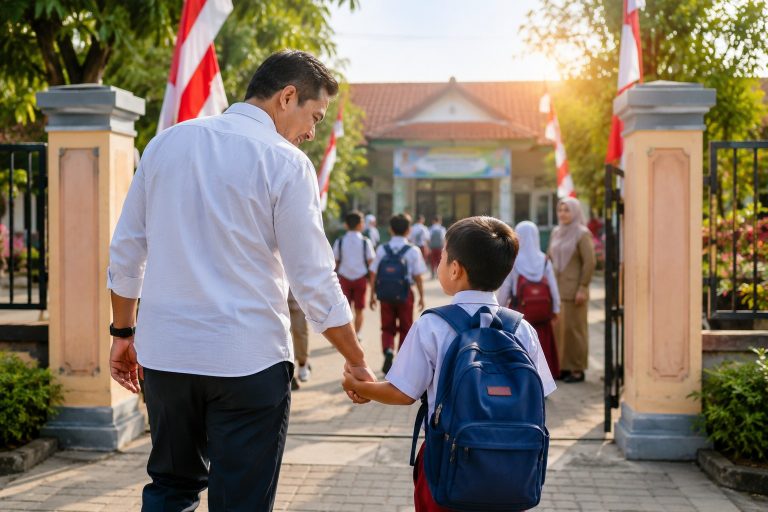 Hari Pertama Sekolah, Pemkab Dompu Ajak Ayah Antar Anak Demi Masa Depan Generasi Emas