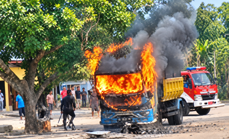 Mobil Terbakar di Belakang Kantor Lurah Penatoi, Penyebab Masih Diselidiki